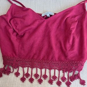 Charlotte Russe Burgundy Crochet Hem Camisole